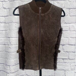 Chocolate Brown Suede / Fur Vest